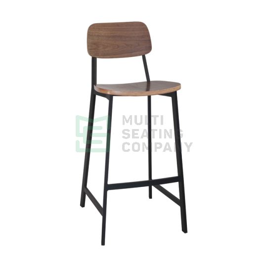 Espriit stool 750MM - Walnut Back and Seat / Black Frame