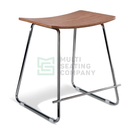 Porter low stool 450MM - Natural Seat / Chrome Frame