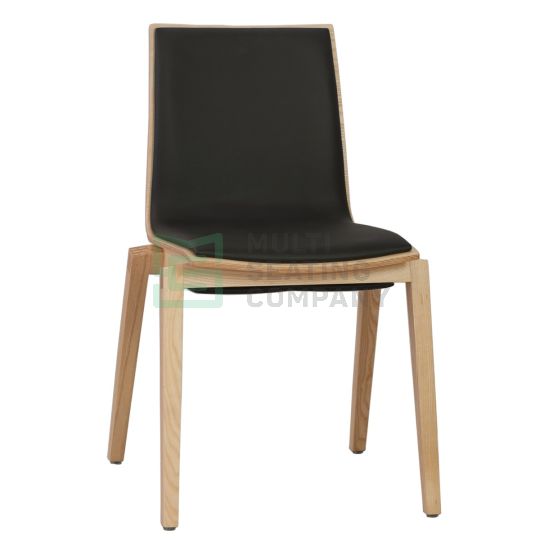 VOLK TIMBER CHAIR - NATURAL WITH BLACK CUSHION SEAT